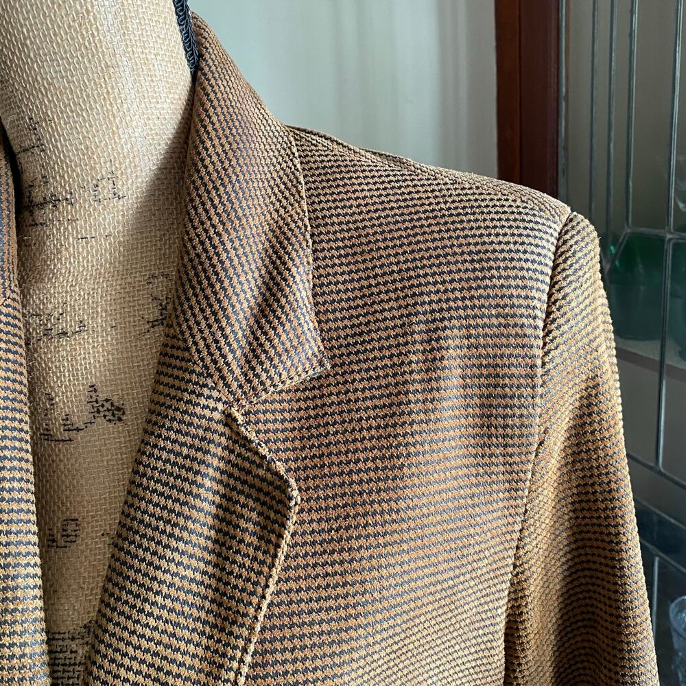 The Limited Leather Blazer Small Vintage Brown Houndstooth Boxy Oversized Career - Picture 13 of 17